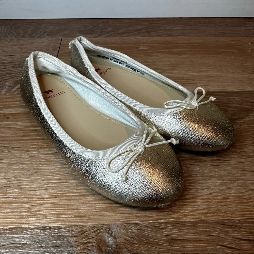 Crewcuts Toddler Girls Size 12 Metallic Gold Ballet Flats